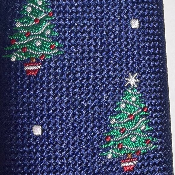 Nordstrom Fun Christmas Party Slim Necktie 50" Navy Silk Blend - Picture 3 of 7
